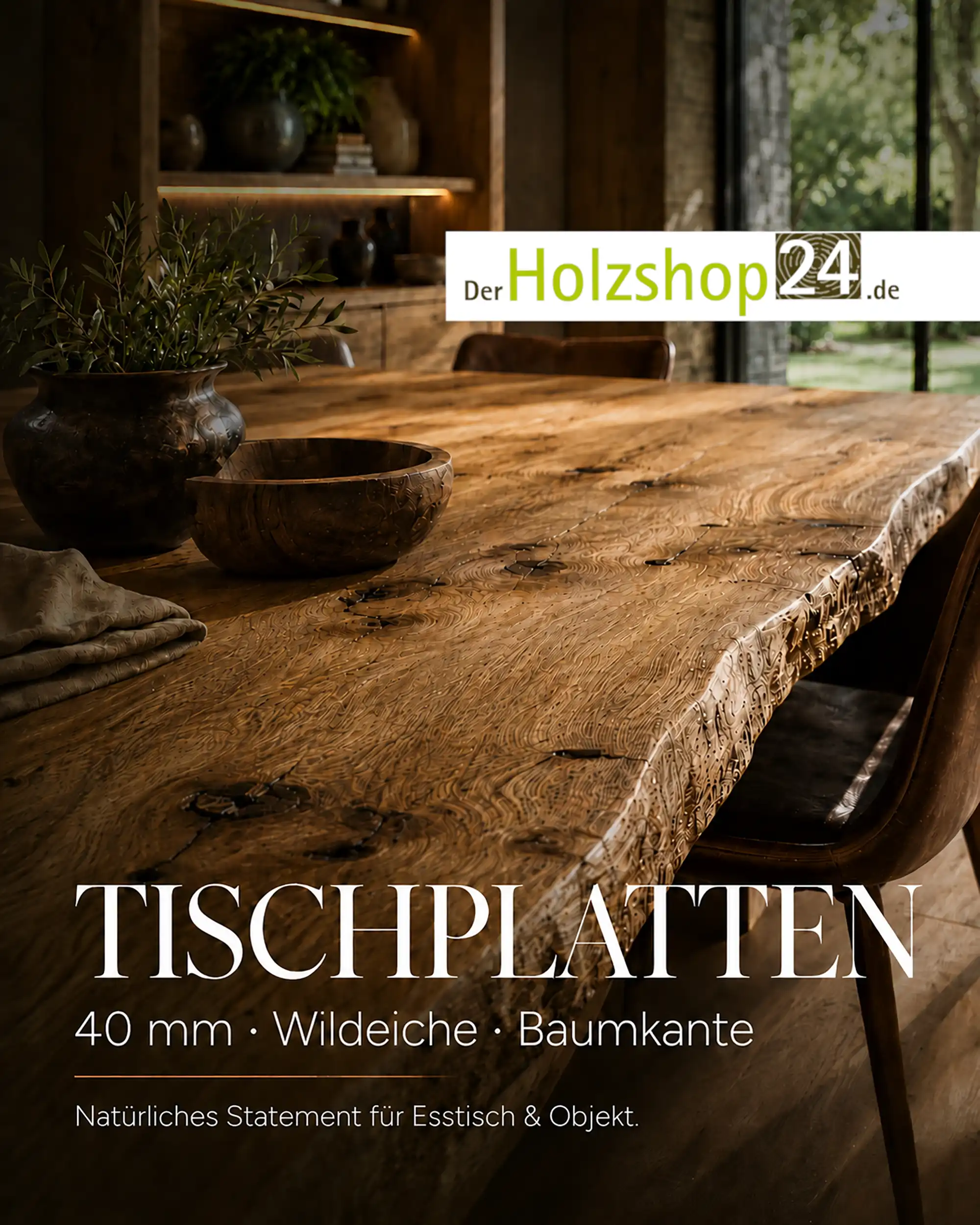Platten, Tischplatte, Wildeiche, Massivholzplatte
