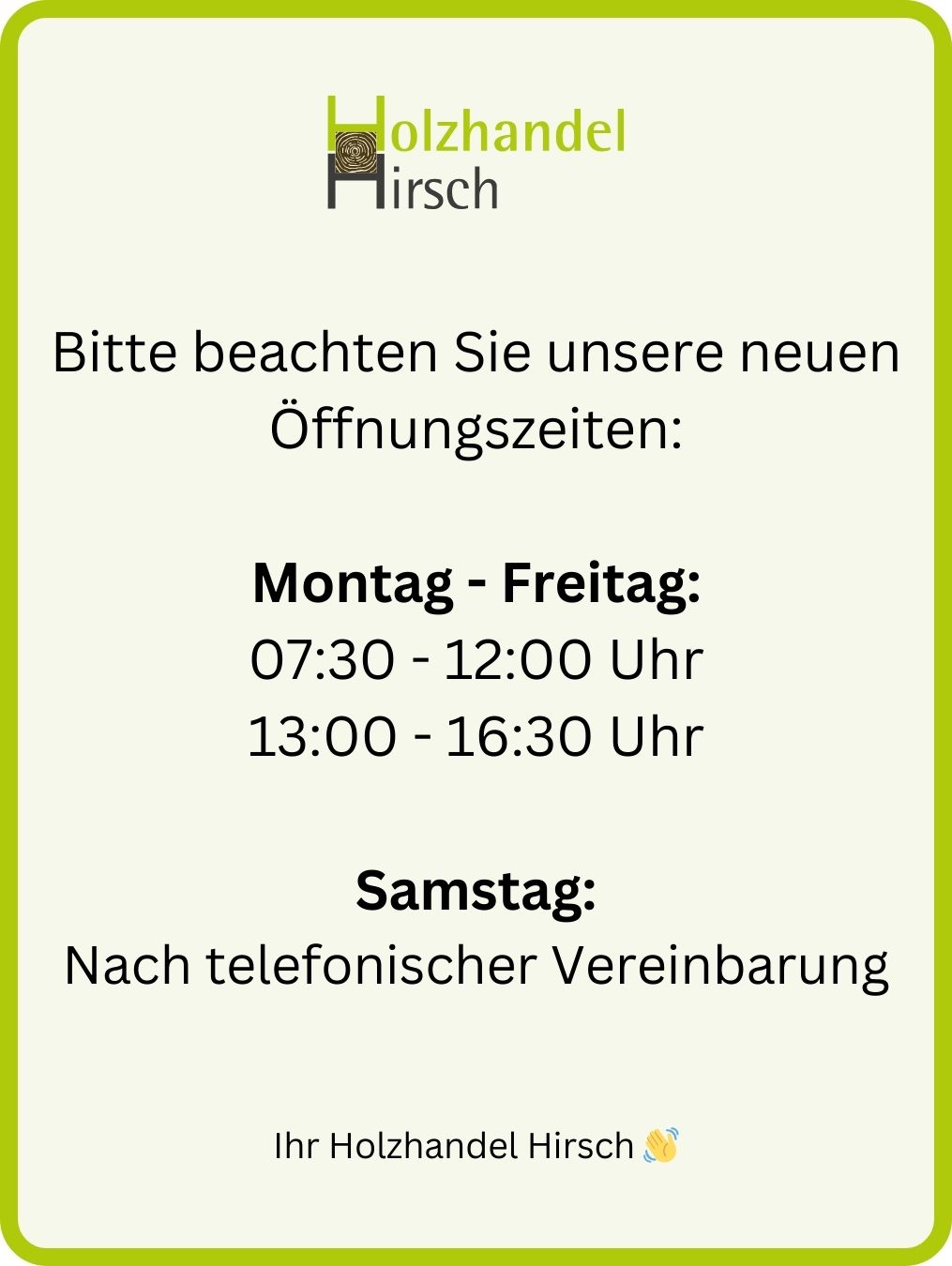 Neue Öffnungszeiten